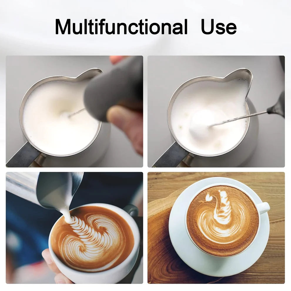 Electric Handheld Milk Frother – Portable Stainless Steel Whisk